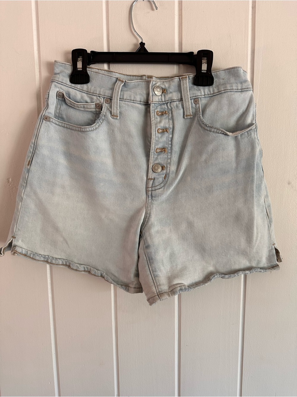 Madewell Light Blue High-Rise Button-Fly Denim Shorts